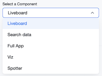 Embed components menu
